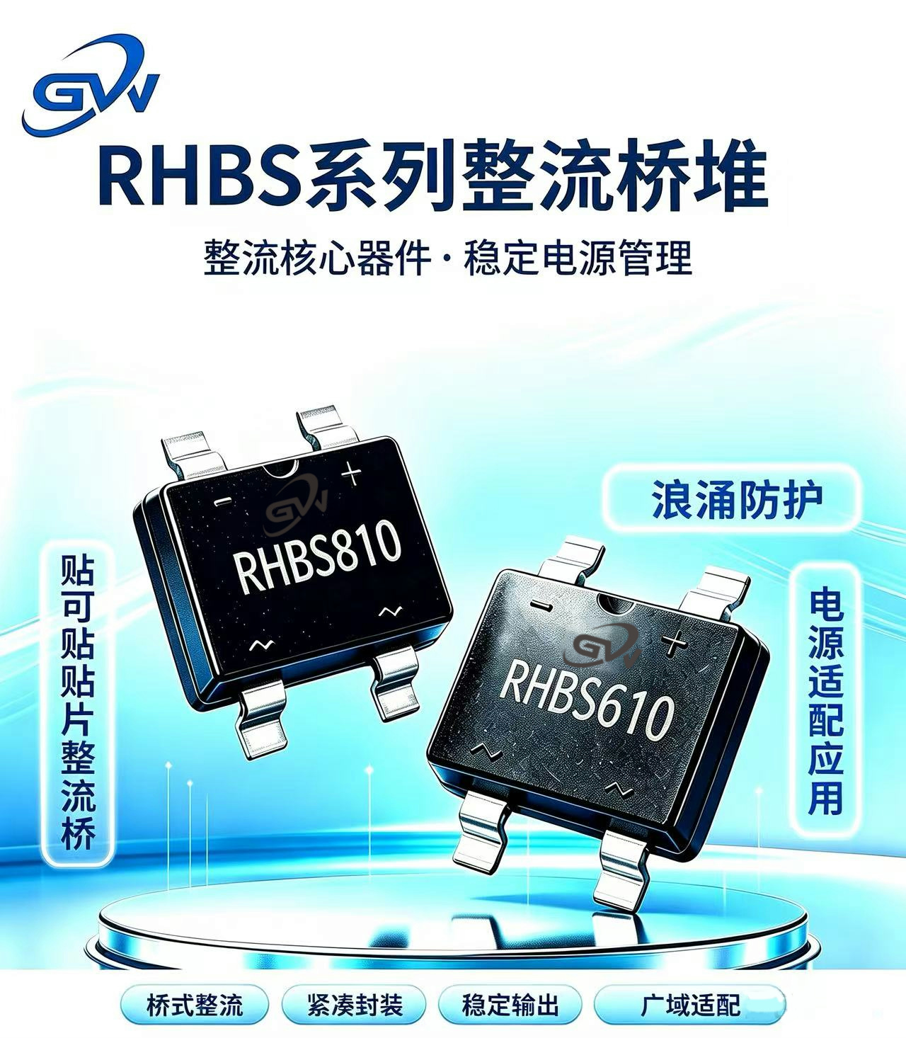 RHBS系列贴片整流桥堆｜方寸之间，构筑稳定电源基石